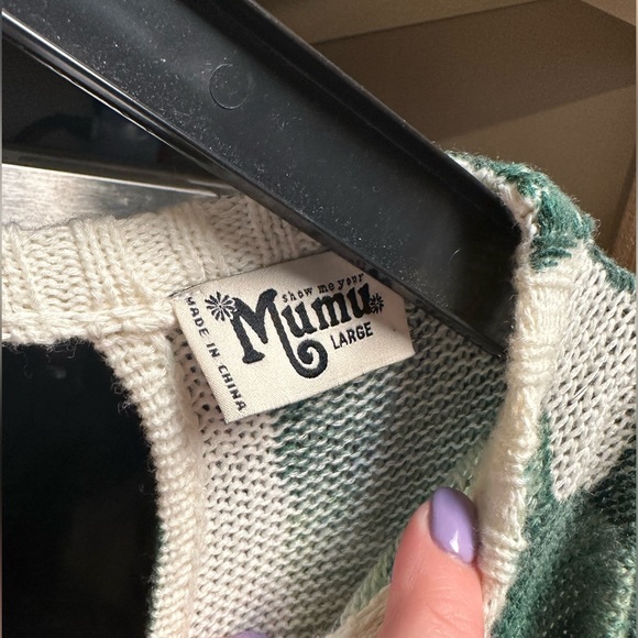 SHOW ME YOUR MUMU PALM PRINT OPEN BACK SWEATER - Picture 2 of 3